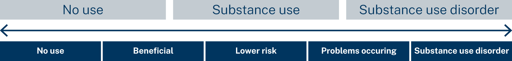The substance use spectrum from no use to substance use disorder