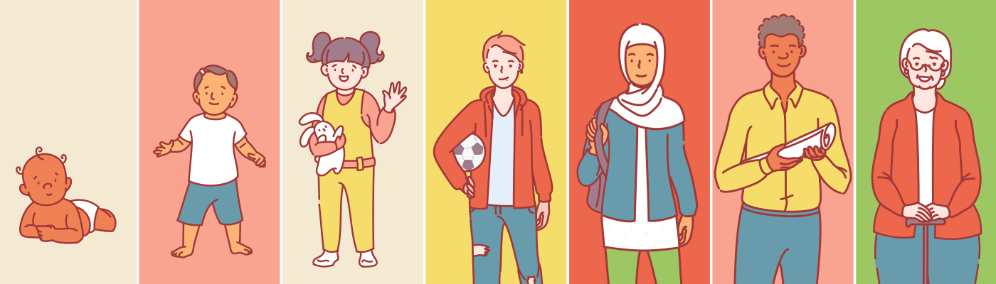 An illustration depicting multiple generations of individuals