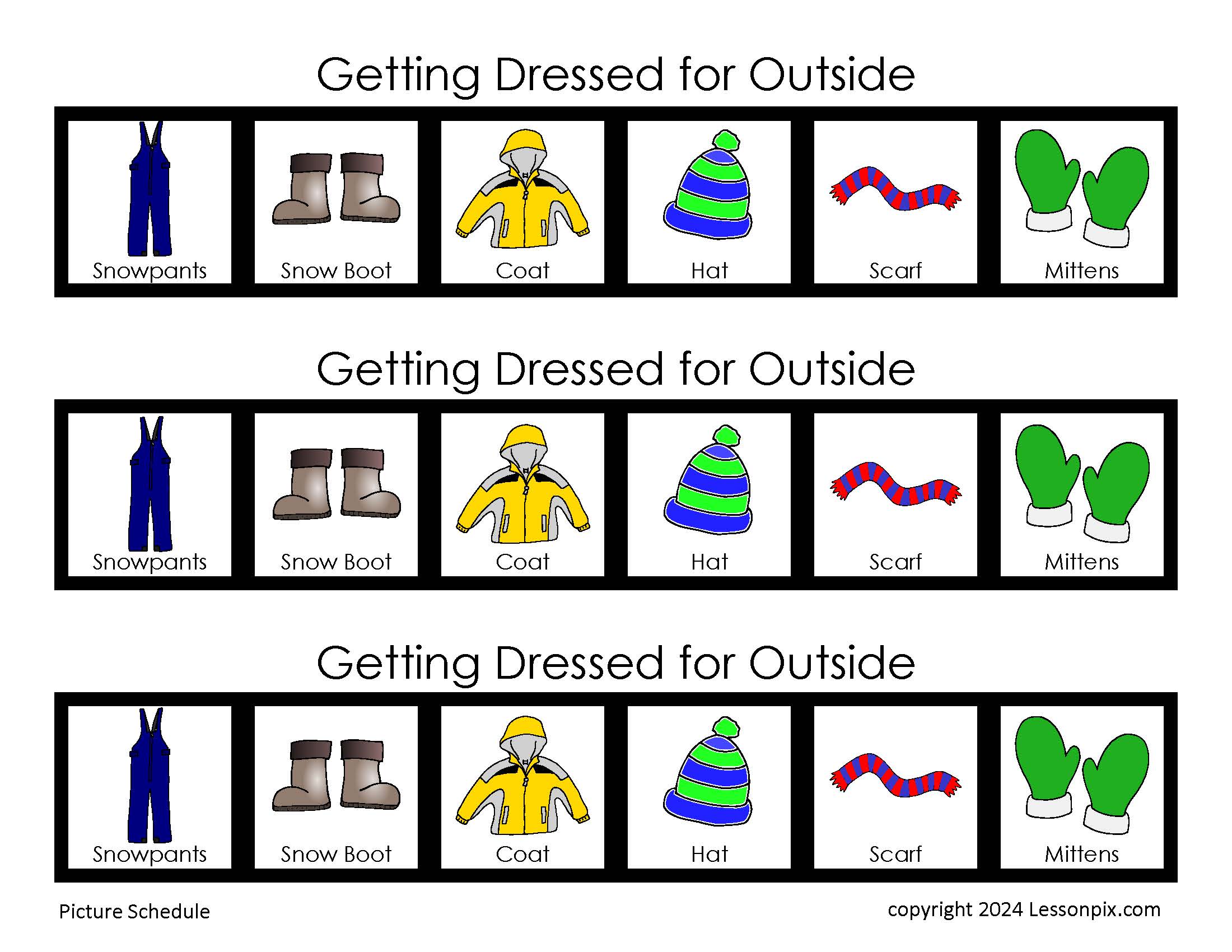 Getting dressed for outside