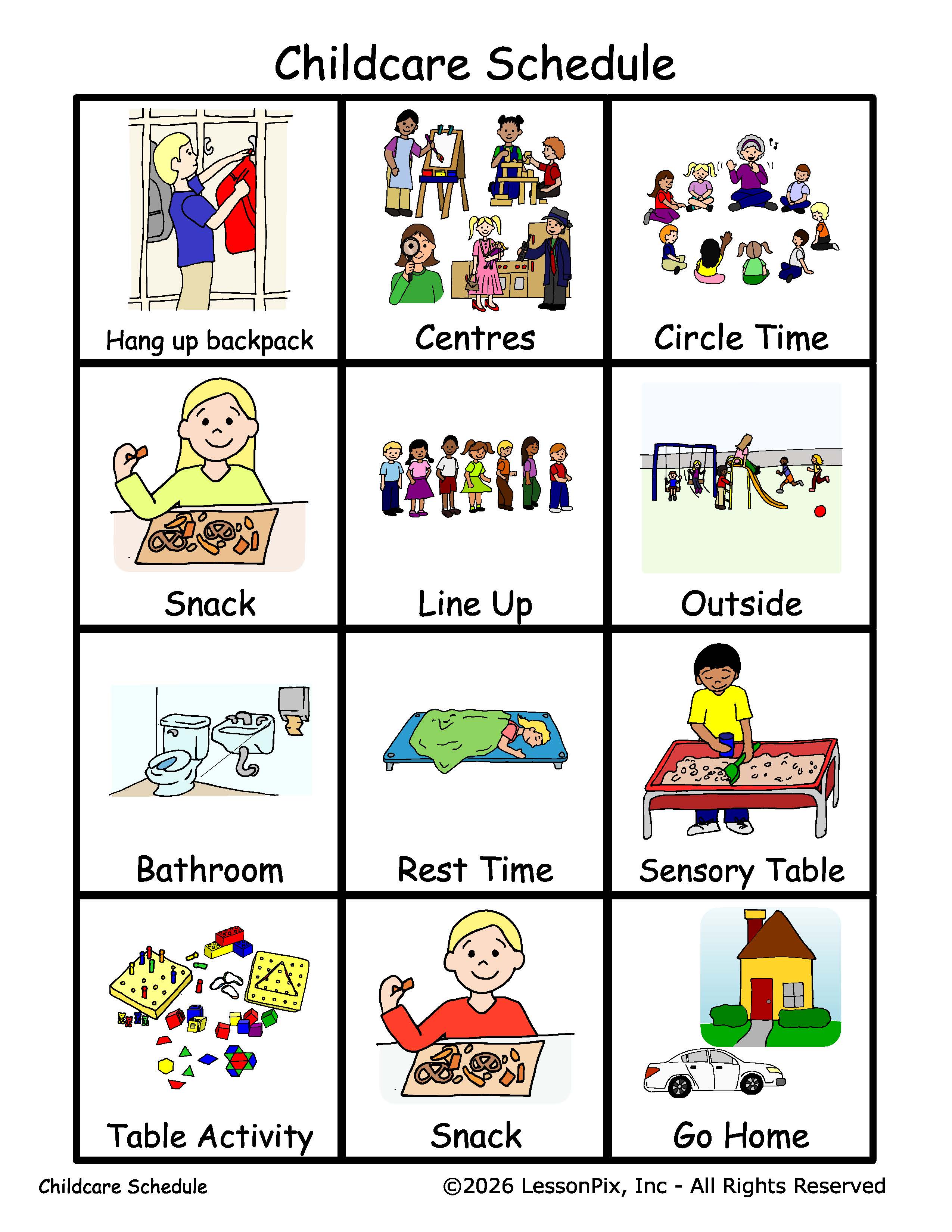 childcare schedule visual support