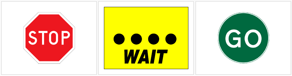 Stop, wait, go signs