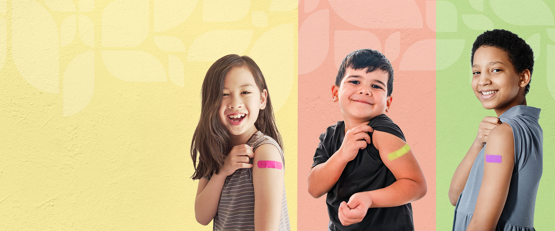 Students showing off their immunization bandages